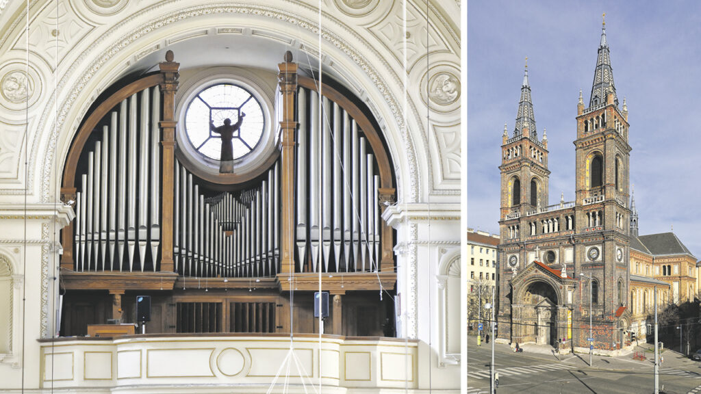 Foto1: Orgel in der Kirche Breitenfeld, Foto2: Frontansicht Breitenfelderkirche