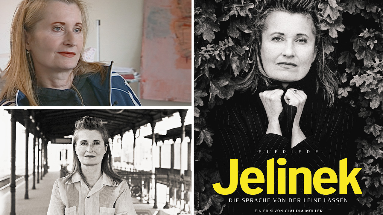 Fotocollage - 3 Fotos von Elfriede Jelinek in verschiedenen Phasen ihres Lebens